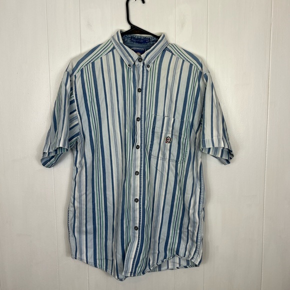 Vintage Short Sleeved Striped Button Down Sz M - Picture 2 of 10